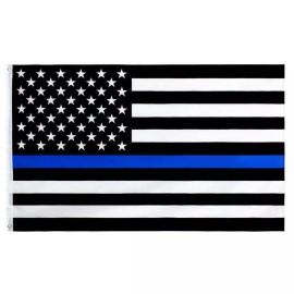 Thebattery Connection 3x5FT Thin Blue Line Black And White American Flag Police Law Enforcement Defend
