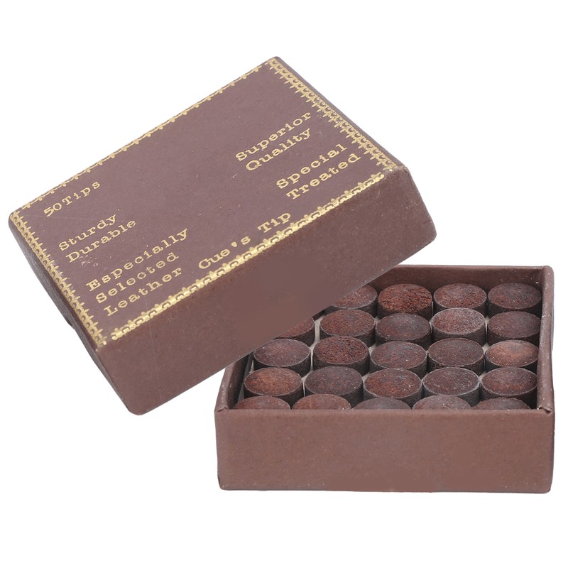 50pcs/box 10mm Cue Tips Kit Snooker Red Leather Cue Stick