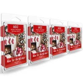 UCC Christmas Wax Melts, Premium Plant Based Natural Soy Scented Melts Cubes, Wax Melts Tarts, Colored Wax Melt Gift - 4 Pack