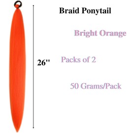 Braid Ponytail Extension Elastic Tie Orange Braiding Hair Ponytail Braid in Hair Extensions Rave Hair Accessories