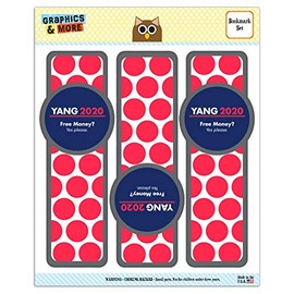 Yang 2020 Free Money Universal Basic Income Set of 3 Glossy Laminated Bookmarks