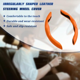 Car Steering Wheel Cover, 2PCS Suede Leather Split Anti-Skid Clip on Vehicle Steering Wheel Protector, Automotive Interior Protective Accessores, Universal for SUV RV Truck (Orange)