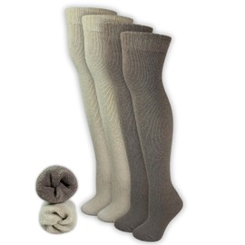 Generisch Knee Stockings Overknee Made of Sheep's Wool for Women (2 x Pairs) Stockings Wool Winter Socks Wool Socks Winter Socks Full Terry Inner Terry Thermal Socks Breathable, 2 x pairs