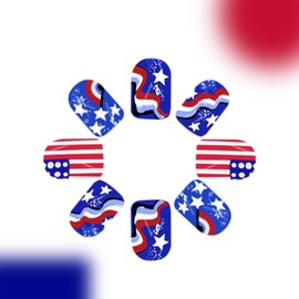 Independence Day Press on Nails Short Square Fake Nails American Flag Acrylic Nails with Designs Stars Stripes Glue on Nails Press ons Glitter Full Cover Stick on Nails for Women