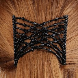 JEYORZY 2pcs African Hair Comb with Magic Beads and Elastic Stretch for the Perfect Hold Double Hair Clip Magic Hair Clips for a Stylish Look
