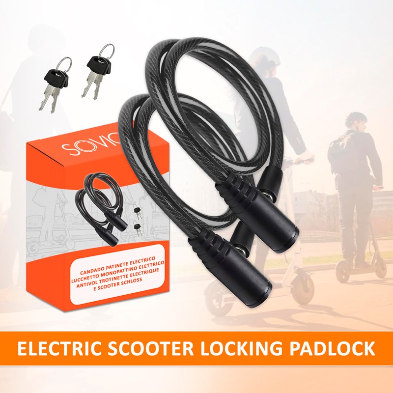 E Scooter Lock Double Security 2 Pieces Steel Cable Durable