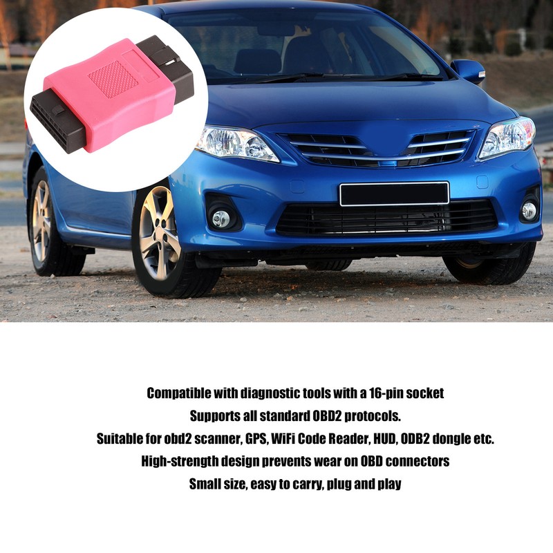 OBD2 Male to Female Connector Adapter OBDII Plug for Vehicle