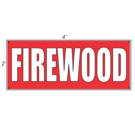 Firewood 2x4 Red Banner Sign Fire Wood