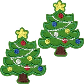 Parches para árbol de Navidad de lagartos riseros | Apliques bordados para planchar - Adornos navideños para ropa, chaquetas, mochilas y decoraciones (árbol de Navidad)