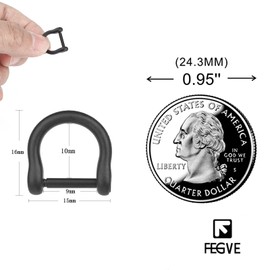 TISUR Titanium D-Ring Black for Smart Key D-Can DIY Leather Craft Bag Strap Purse Parts (Mini/Screw Rod 9mm-Frosted/Black 2pcs)