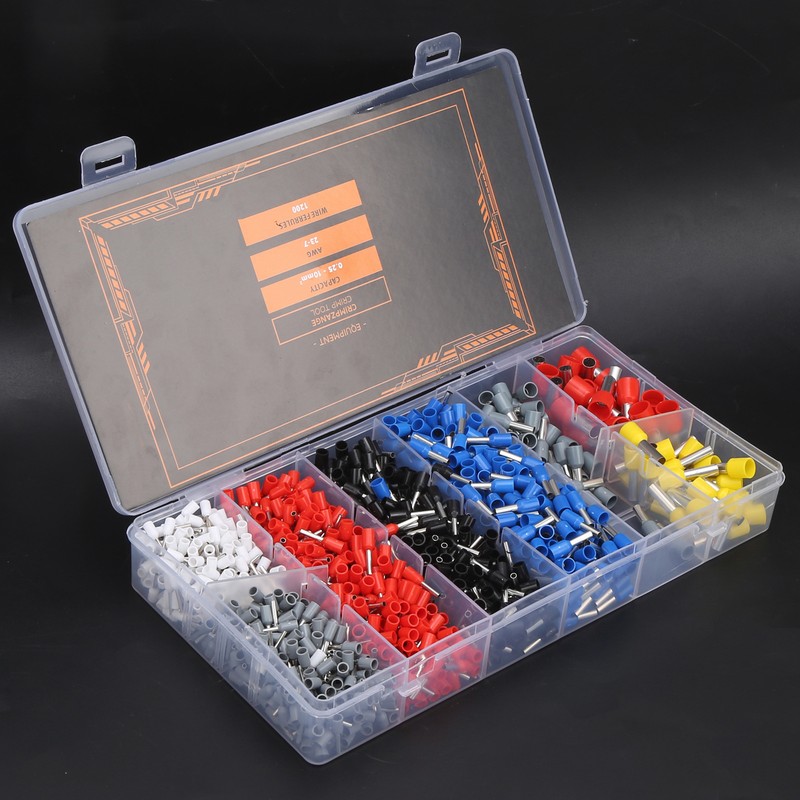 1200Pcs Wire Ferrules Crimping Cold Pressed Terminal Electrical Industrial Accessories