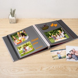 HoneyTolly Large Photo Album Self Adhesive for 4x6 8x10 Magnetic Scrapbook Album DIY 60 Black Sticky Pages Linen Cover Photo Album(Grey)