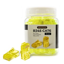 Spetstech RJ45 Connectors 50-Pack Cat 6 non-Through (Cat 6 Ends / Cat6 Plugs / RJ45 Modular Plugs/Ethernet Connectors) for Ethernet Cables. (50, Yellow)