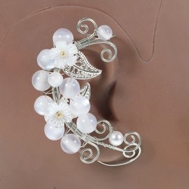 TEHAUX 1 Pair Ear Clip wrap cuffs earrings cartilage climber earrings fairy costume ear wrap clip-on filigree earrings ear cuffs pearl earring fairy ears Miss sleeve perforation