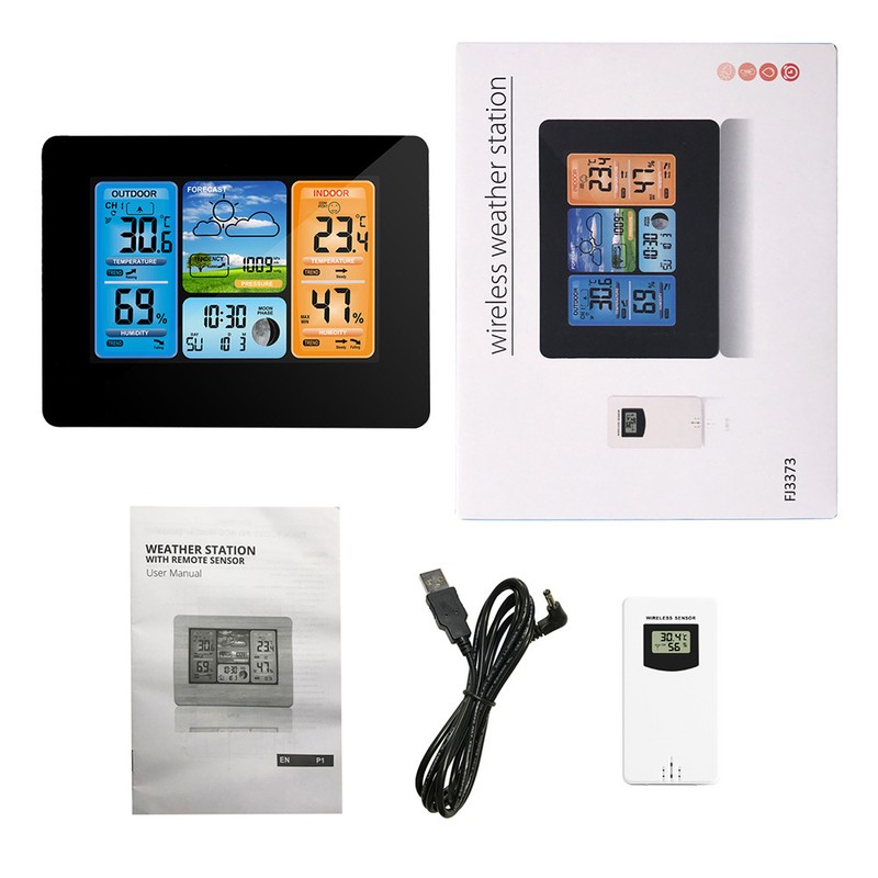 Indoor Outdoor Thermometer Wireless Weather Station with Atomic Clock Temperature