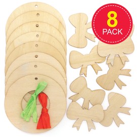 Baker Ross FE906 Mini Wooden Wreaths - Pack of 8, Wreath Ring to Decorate and Display, Wood Crafts for Kids, Make Your Own Decorations