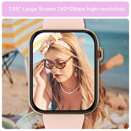 HXQHSTBG Smartwatch for Women, 1.85 Inch Sports Watch with Phone Function, Fitness Tracker with Heart Rate Monitor and Sleep Monitor, Compatible with iOS and Android, Waterproof IP67 (Silver)