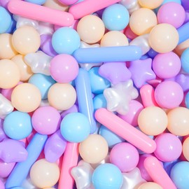 Ball Pit Balls for Kids, Pool Toys Thicken Soft Plastic Balls for Ball Pit BPA Free Toddler Toy 3 Shapes (Balls, Star, Stick) Mixed Light Purple Series 500pcs