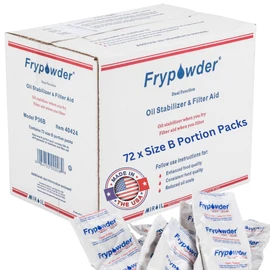 MirOil P36B Fry Powder Oil Stabilizer and Filter Aid, Deep Fryer Cooking Oil Saver Helps Save Grease & Remove Carbon Deposits, 72 x Size B Portion Pack(240ML Each) Fry Powder, Food Center Cooks Hotter