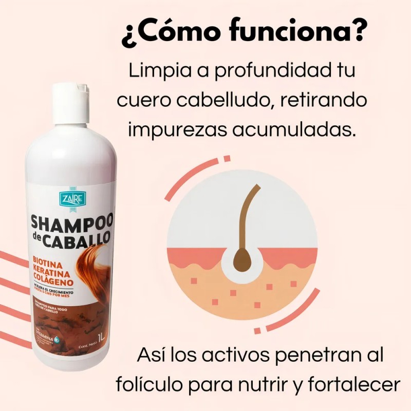 Shampoo Zaire Anticaída y para Crecimiento con Biotina, Keratina y