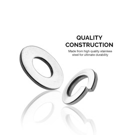 NEIKO 50400A Stainless Steel Lock and Flat Washer Assortment | 350 Piece Set | 12 Different Sizes in Spring Lock and Flat Design | Prevent Loose Fasteners