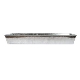 Oakestry Antique Galvanized Steel Rectangular Plant Tray 29 inch with Tapered Sides for Indoors Outdoor Flower Pot Decorative no Holes Heavy Duty Drain Tray