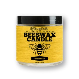 HoneyPlusCo - 100% Natural Beeswax Candle - Unscented (3 Oz)