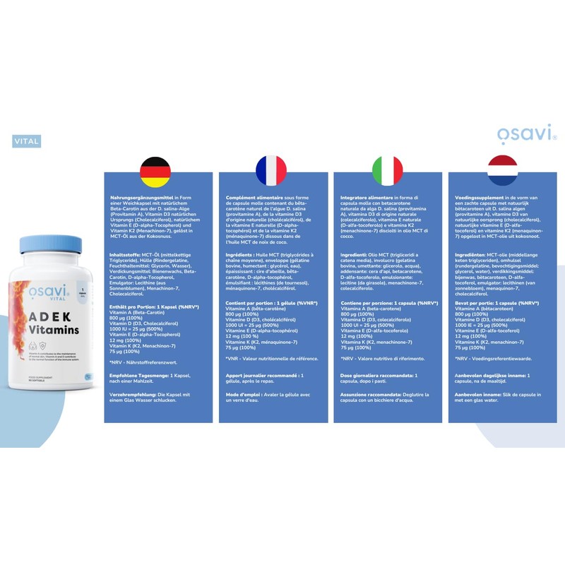 OSAVI Osavi ADEK Vitamins C 120 Softgels | Supports Immunity,