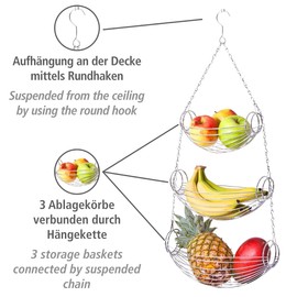 Wenko 2350100 Kitchen rack Triago 3 shelves, Metal Metal chrome plated, 33 x 73 x 20.5 cm, Silver shiny