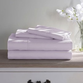 TRP 4 Piece Warm & Cozy Deep Pocket Bed Sheets Set Queen Size Fully Elasticized Fitted Sheet | Pretty Lavender Lilac Color All Seasons Hotel Bedding Soft Plush Luxury Feel Fade Resistant