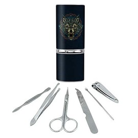Fenrir Fierce Snarling Wolf In Chains Norse Mythology Stainless Steel Manicure Pedicure Grooming Beauty Care Travel Kit