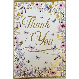 Nigel Quiney Pizazz Thank You Card - Female Flowers Butterflies