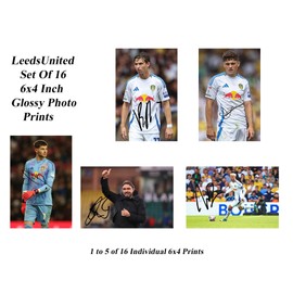 Set of 16 Individual Leeds United 2024/5 Football Players Signed 6X4 Inch Photo Prints With Pre Printed Signatures That Would Make A Great Gift For Any Fan.