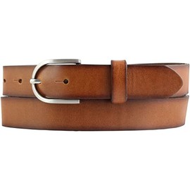 BELTINGER Children's Belt Vintage Look 3 cm Jeans Belt Made of Full Cowhide Leather for Girls 30 mm with Blackened Edges, Cognac Silver