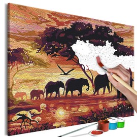 murando - Painting by Numbers Animals Elephant Africa Savannah 60 x 40 cm Painting Set with Wooden Frame on Canvas for Adults Children Painting Hand Painted Kit DIY Gift Decoration
