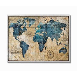 Stupell Industries Vintage Abstract World Map Design Prints, multi-color
