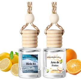 Ambientador de coche colgante, difusor de aceites esenciales para coche, ambientador de coche duradero, ambientador de coche para mujeres (Hielo + Círculo de frutas)