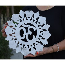 DharmaObjects Handcrafted Wooden Om Wall Decor Hanging Art (OM Gold)