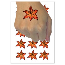 Pretty Tiger Lily Flower Temporary Tattoo Water Resistant Fake Body Art Set Collection - 15 2" Tattoos (1 Sheet)