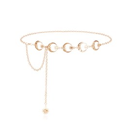 Belly Chain for Women Belly Waist Chain for Girls Moon Belt Body Chain Multilayer Link Body Chain for Summer Beach(Gold)