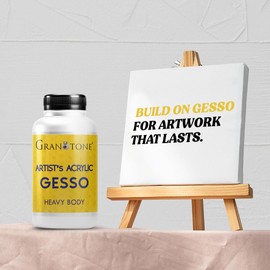 GRANOTONE Acrylic Gesso Water Base | Matte Finish | Interior/Exterior Use | Long Lasting For Acrylic Painting | Non-Toxic Universal Gesso Finish Primer, White