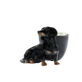 Quail Ceramics Dachshund Black/Tan Egg Cup