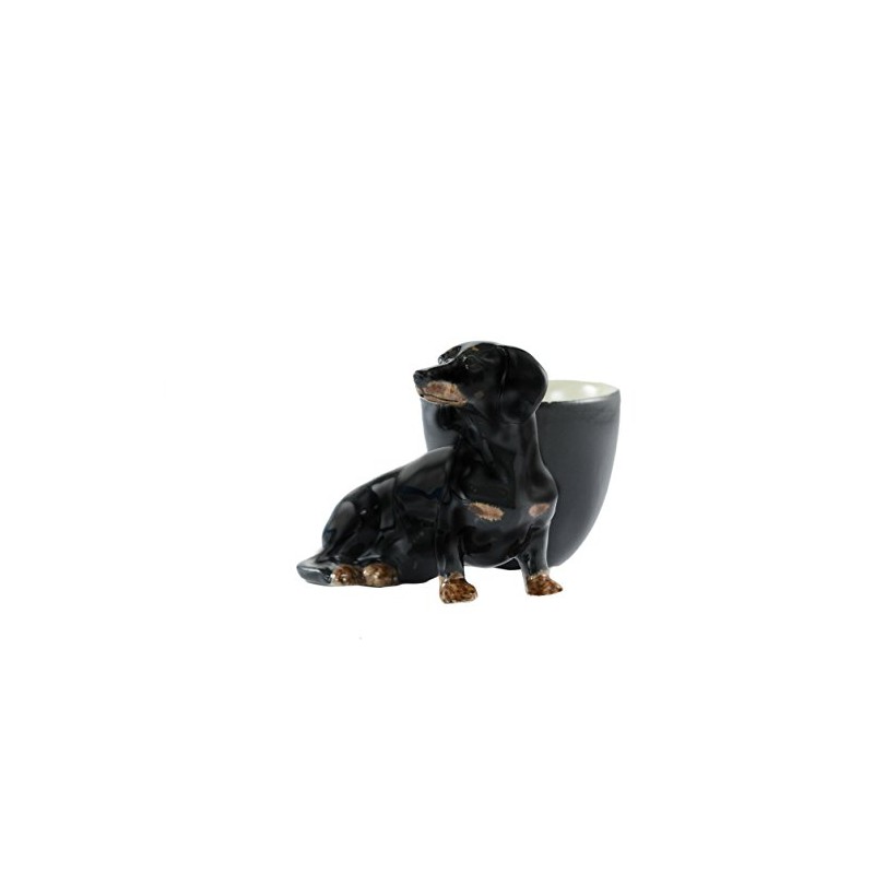 Quail Ceramics Dachshund Black/Tan Egg Cup