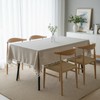 Linen Rectangle Table Cloth Neutral Textured Rustic Tablecloth, Wrinkle Free