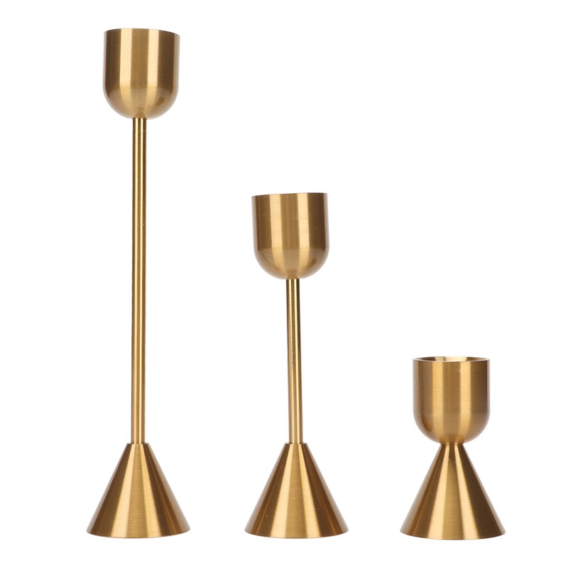 3 Pcs Candle Holders Different Heights Gold Candlestick Holders Taper