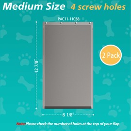 Medium Dog Door Replacement Flaps with Screws-2pack, Compatible with PetSafe Freedom PAC11-11038, Weather-Proof & Warp-Resistant, Dog and Cat Flap, 12 7/8'' × 8 1/8''
