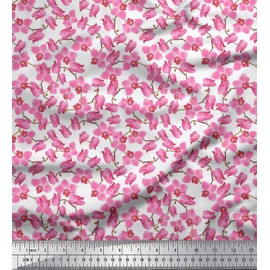 Soimoi White Cotton Jersey Fabric Orchid Floral Fabric Prints by Yard 58 Inch Wide