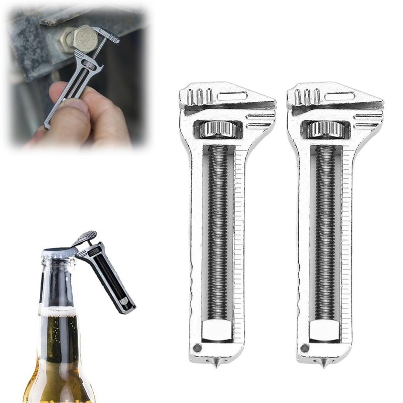 2PCS Mini Multitool Wrench Adjustable Compact Multifunctional Bottle Opener Wrench