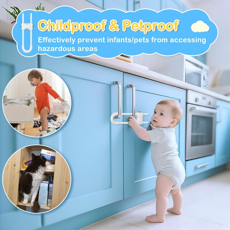 10 Pcs Sliding Cabinet Latches, U Shaped Cabinet Door Locks,