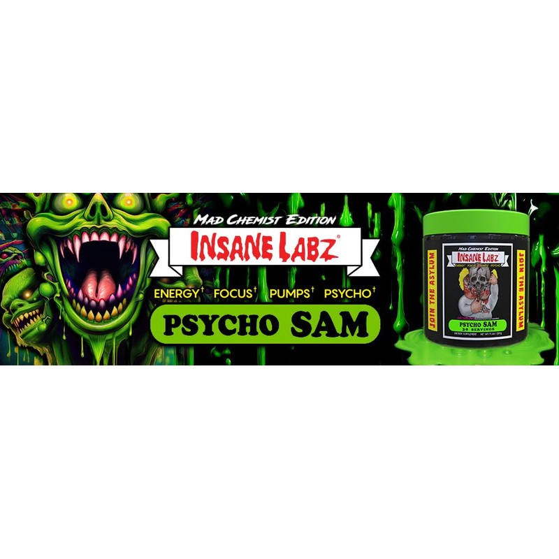 Insane Labz Psycho Sam, High Stimulant Pre Workout Powder, 30